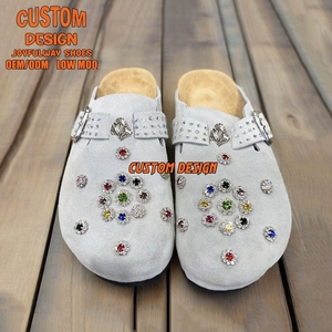 Sandalias de zuecos personalizadas de ante genuino, diamantes de lujo, zuecos personalizados, zapatillas Beige para caminar al aire libre, zapatillas <span class=keywords><strong>Birken</strong></span> - Product Image 1
