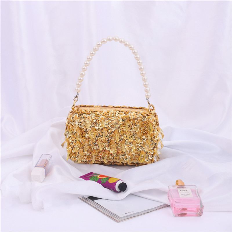 Wholesale Gold Sequins Crossbody Evening Bags Fashion Pearl Handle Handbags  for Women for Evening Dress| Alibaba.com