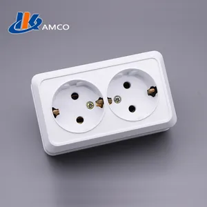 schuko electrical power socket with round shape,white 2 pin electric wall socket