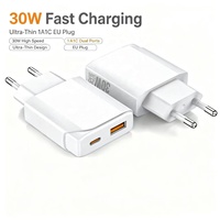 Chargeur mural ultra-mince HNT 30W USB-A+TYPE-C, adaptateur secteur à charge rapide pour iPhone 17 16