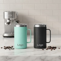 Gobelet isotherme portable en acier inoxydable 304 de 24 oz avec poignée, double paroi sous vide, pour café et eau, réutilisable