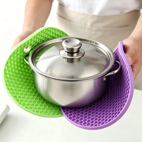 Tapis de cuisson en silicone alvéolé épaissi, dessous de plat rond résistant à la chaleur et anti-brûlure, support de pot en silicone lavable pour bols et assiettes