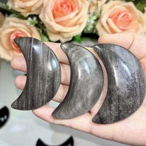 Kristal oyma zanaat cilalı şifa karışık taş gri akik Geode hilal gül kuvars ay - Product Image 3