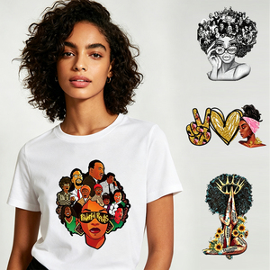 Pegatinas Termoadhesivas Personalizadas de PET Impermeables con Diseños de <span class=keywords><strong>Historia</strong></span> Afroamericana para <span class=keywords><strong>Mujeres</strong></span> Negras, Impresas por Serigrafía - Product Image 1