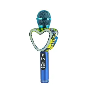 Mikrofon Cầm Tay Dây Không Dây Karaoke Microphone Với Radio FM Mic Loa Ghi Âm Âm Nhạc KTV LED Microfone cho điện thoại di động