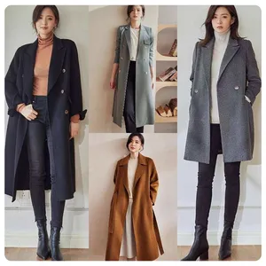 2024 модное женское пальто с поясом высококачественное повседневное женское двубортное пальто для похудения