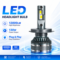 Kit de phares LED pour voiture GIORDON 130W 12V, 12800LM 6000K H4 H7 H11 H13 9005 9006, Plug & Play, système de refroidissement en aluminium aéronautique