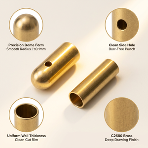 Servicio OEM de estiramiento de metal personalizado: Tapas de latón con cabeza redonda y orificio ciego para conectores electrónicos - Product Image 2