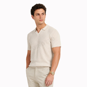 <span class=keywords><strong>Polo</strong></span> Stile Old Money con Colletto Johnny, <span class=keywords><strong>Manica</strong></span> Corta, Vestibilità <span class=keywords><strong>Slim</strong></span> Casual Senza Bottoni, Maglietta Estiva - Product Image 2