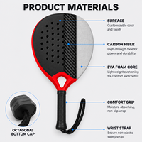 Raquettes de padel pas chères 3k 12k 18k en fibre de carbone, raquette de padel professionnelle en fibre de carbone, logo personnalisé