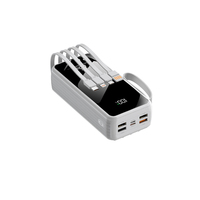 Batterie externe RK163 30000mAh 22.5W avec câbles intégrés, chargeur portable pour iPhone et Android, prise en charge OEM