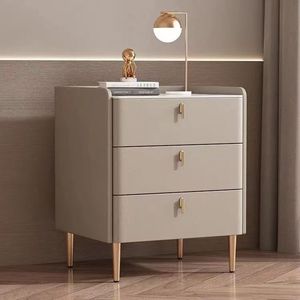 Luxury Modern Design Bedroom Furniture Bed <strong>Sidetable</strong> Tall White Night Stand with 3 <strong>Drawers</strong> for Hotel Apartment Villa Nightstand - Product Image 4