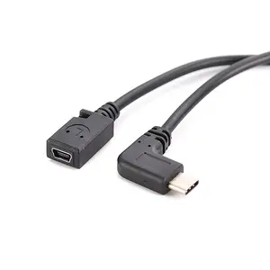 坎特尔90度C型公到迷你USB母OTG电缆快速充电数据线