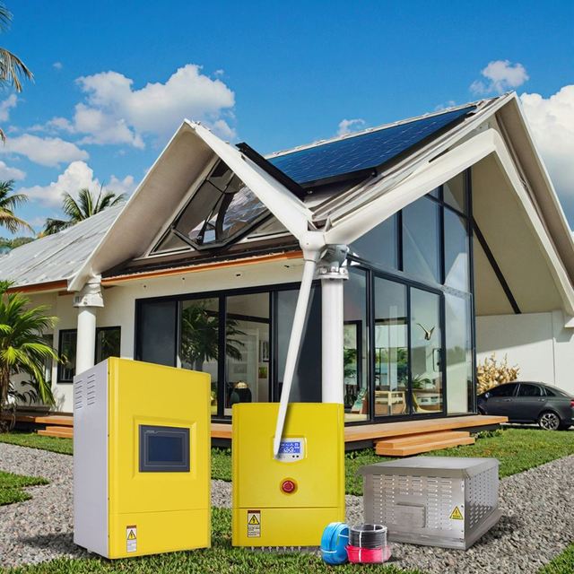 10KW Free Energy Solar Panel Generator with Permanent Magnet Wind Hybrid Power System Inverter Battery MPPT & PWM Controller
