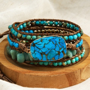 Braccialetti Boho da Donna con Design Personalizzato, Fatti a Mano con Diaspro Imperiale e <span class=keywords><strong>Turchese</strong></span>, Bracciali a 5 Fili con Gemme Naturali - Product Image 6