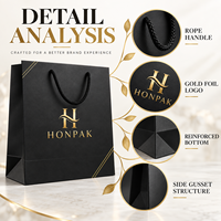 Sac de shopping en papier couché imprimé sur mesure HONPAK avec poignée en ruban pour vêtements, vente au détail de luxe et emballage promotionnel de marque