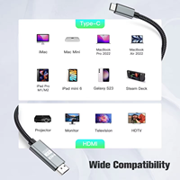 Cable USB C a HDMI 4K 60Hz con Trenzado de Nailon, Adaptador Convertidor USB C a HDMI 8K 120Hz para Laptop, Smartphone, Proyector, TV