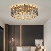 Plafonnier rond moderne en cristal fumé, lustre LED de luxe pour villa, salon, hall, décoration intérieure