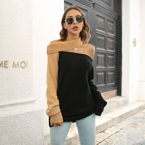 <span class=keywords><strong>Pull</strong></span> à <span class=keywords><strong>col</strong></span> <span class=keywords><strong>bateau</strong></span> à manches longues ample pour <span class=keywords><strong>femme</strong></span>, design décontracté, automne et hiver - Product Image 6