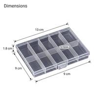 Boîte de rangement en plastique transparent à 10 compartiments de 13 cm - Organisateur pour perles, pilules et petites pièces