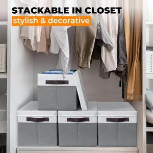Fabrcic Closet <b>Storage</b> Baskets Bins with Lids Closet Organizers Cubes <b>Storage</b> Box for <b>Clothes</b> Toys Blanket - Product Image 3