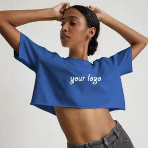 Camisetas para mujer con logotipo personalizado Camisetas para mujer Camiseta informal Lisa personalizada para mujer Crop Tops - Product Image 1