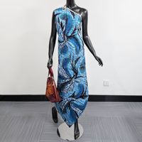 Kain Katun Ankara Sisir Berkualitas Grosir, Kain Cetak Lilin Afrika Motif Bulu Tropis Biru Hitam untuk Gaun Afrika Panjang Wanita
