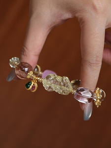 Vefiery Luxury Handmade Vintage Women's Multi Gemstone <b>Beaded</b> <b>Bracelet</b> Natural Citrine Pixiu Super Seven Rutilated Quartz 925 - Product Image 6