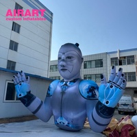 Scène de musique Offre Spéciale décorant le robot gonflable d'AI, grand ballon bleu gonflable de sculpture en robot