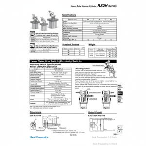 Cylindre d'arrêt RS2H50-30BM-DQ SMC Pneumatics Heavy Duty - Product Image 1