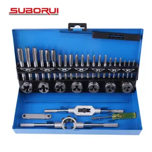 SUBORUI Hss Metric Wrench Thread Cutting Tap Die Screw Thread Tap And Die Car Repair Tool Set For professional Metal alloy steel