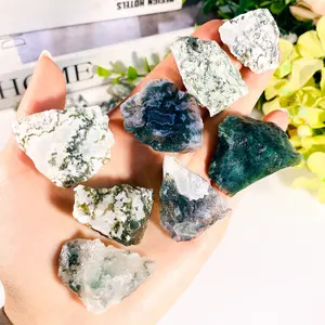 Bán Buôn Tự Nhiên Chữa Bệnh Pha Lê Màu Xanh Lá Cây Thô Moss Agate Nguyên Đá Moss Agate Cho Phòng Trang Trí