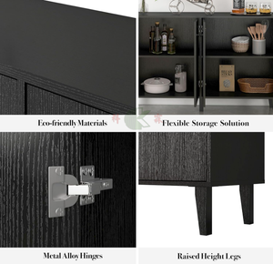 Credenza Nera a 4 Ante per Cucina e Soggiorno - Product Image 4