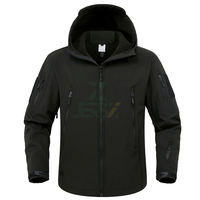 Veste Softshell Tactique Unisexe Noire Grande Taille Imperméable Respirante Coupe-Vent Automne à Capuche Fermeture Éclair Extérieur