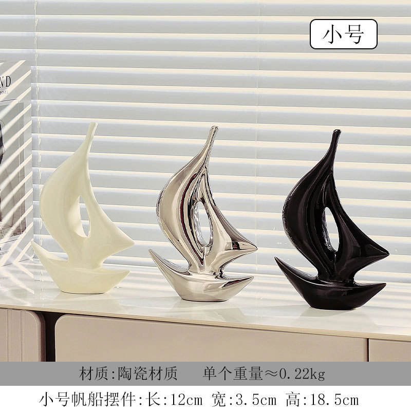 เรือใบขนาดเล็ก (สีขาว, สีดำ, สีเงิน) สำหรับตกแต่ง