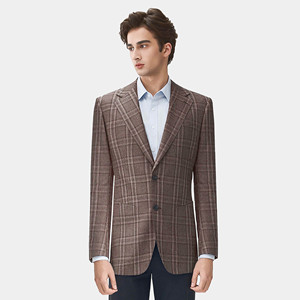 <span class=keywords><strong>Blazer</strong></span> da <span class=keywords><strong>Uomo</strong></span> Slim Fit a Quadri Elasticizzato Monopetto con Due <span class=keywords><strong>Bottoni</strong></span> e Colletto a Risvolto per Affari - Product Image 2