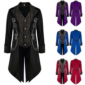 Tailcoat Steampunk Médiéval Brodé pour <span class=keywords><strong>Homme</strong></span> Veste Gothique Victorienne Vintage Redingote Fête Costumes d'Halloween - Product Image 1