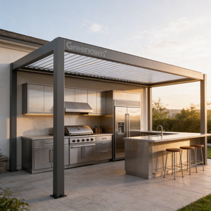 <span class=keywords><strong>Pergola</strong></span> <span class=keywords><strong>bioclimatique</strong></span> autoportante en aluminium avec toit à lames orientables pour jardin - Product Image 1