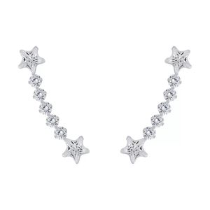 ZHILIAN pendientes trepadores de diseño Redondo y estrellas para mujer, joyería de plata de ley 925 - Product Image 1