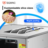 Trancheuse et coupeuse de viande automatique pour restaurant avec épaisseur réglable 2,5-15 mm, lame en acier inoxydable, haute capacité 300-500 kg/h