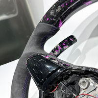 Volant en fibre de carbone forgé violet clair avec éclairage LED pour Volkswagen MK8 MK7 MK6 Golf R GTI GTD GTE Polo GTI Golf 8 Golf 7