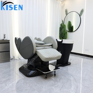 Kisen Fauteuil de lavage de luxe avec massage, lit de spa capillaire, unité de lavage de dos personnalisée pour salon, douche cascade en option - Product Image 1