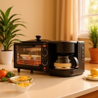 Machine à petit-déjeuner électrique 3-en-1 grande capacité 9L avec cafetière et four grille-pain pour usage domestique – En stock