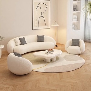 Vente flash - Canapé moderne minimaliste incurvé en velours d'agneau de qualité supérieure, style nordique créatif, pour salon - Product Image 1