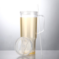 Gobelet isotherme écologique à double paroi de 40 oz avec paille, isolation thermique 0-6 heures, trou pré-percé, couvercle en plastique type globe à neige