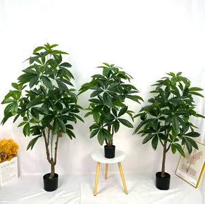 批发pachira macrocarpa树植物盆景中国摇钱树人造盆栽植物室内家居装饰