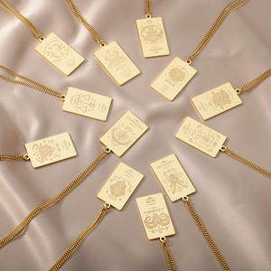 Fino impermeable deslustre joyería libre chapado en oro colgante collar 316L Acero inoxidable Caballero Tarot tarjeta collares para Mujeres Hombres - Product Image 1