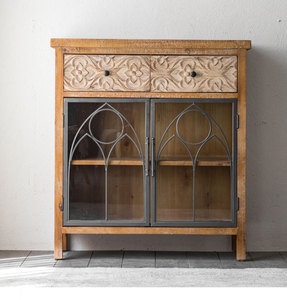 Buffet en bois massif antique du milieu du siècle |   Armoire de rangement durable de grande capacité pour le salon - Product Image 5