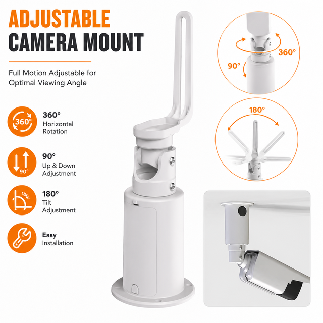 Adjustable Aluminum Alloy Camera Mount 360° Rotation 90° Tilt Universal Wall Ceiling Bracket for Bullet Dome CCTV Camera