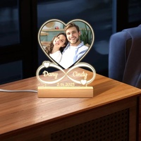LOGO personnalisé acrylique 3D saint valentin fête cadeau créatif veilleuse acrylique impression socles en bois pour la décoration intérieure